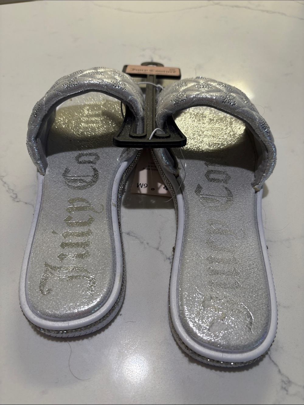 Juicy Couture Silver Quilted Slide Sandals for Woman - Picture 2 of 7